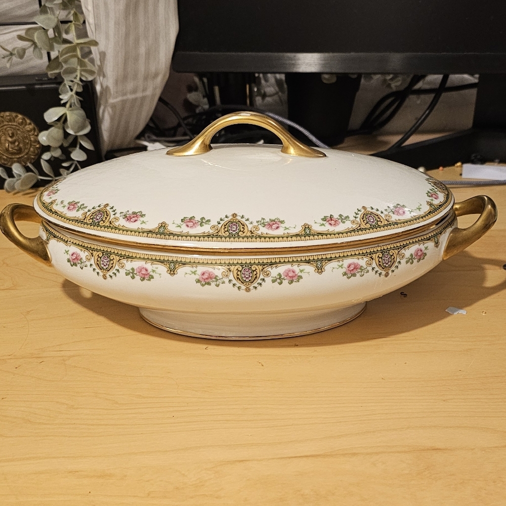Vintage Michelaud Limoges Made in France 13 inch lidded serving dish